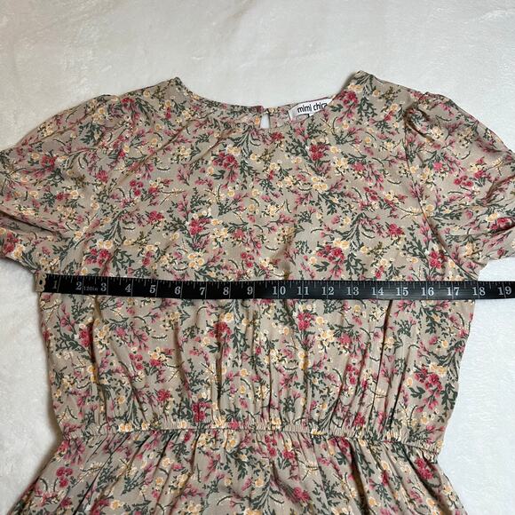 Mimi Chica Crewneck Floral Print Midi Length Size L Cottagecore Boho Colorful - Picture 9 of 11